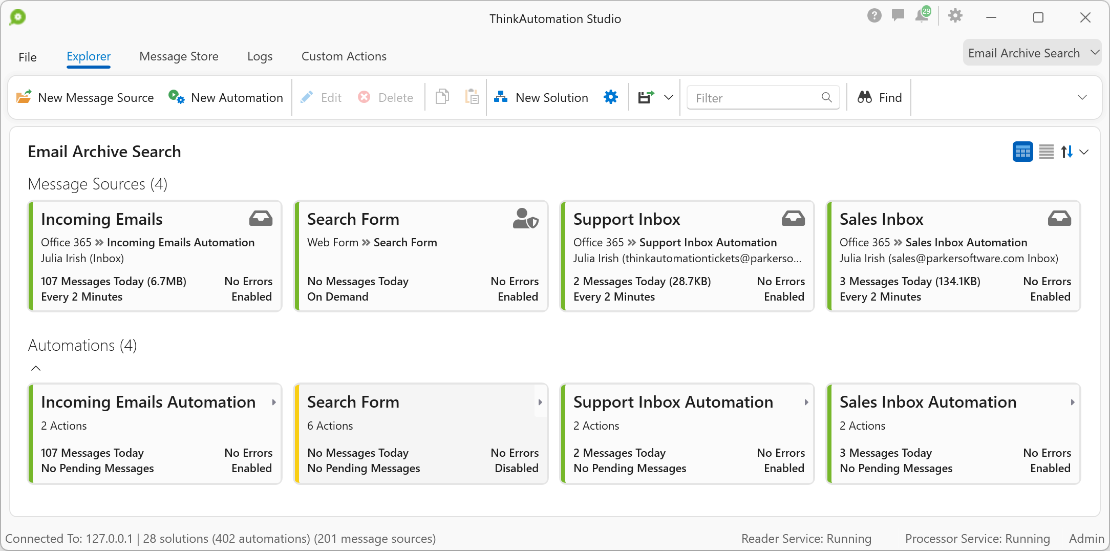 Email archive multiple mailboxes